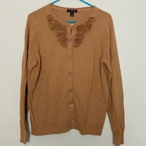 Lands End Camel Brown Cardigan - Large
